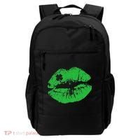 St Patricks Day Funny Kissin Lips Kissing Irish Clover Backpack thumb 0