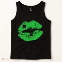 St Patricks Day Funny Kissin Lips Kissing Irish Clover Tank Top thumb 2