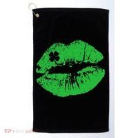 St Patricks Day Funny Kissin Lips Kissing Irish Clover Golf Towel thumb 0