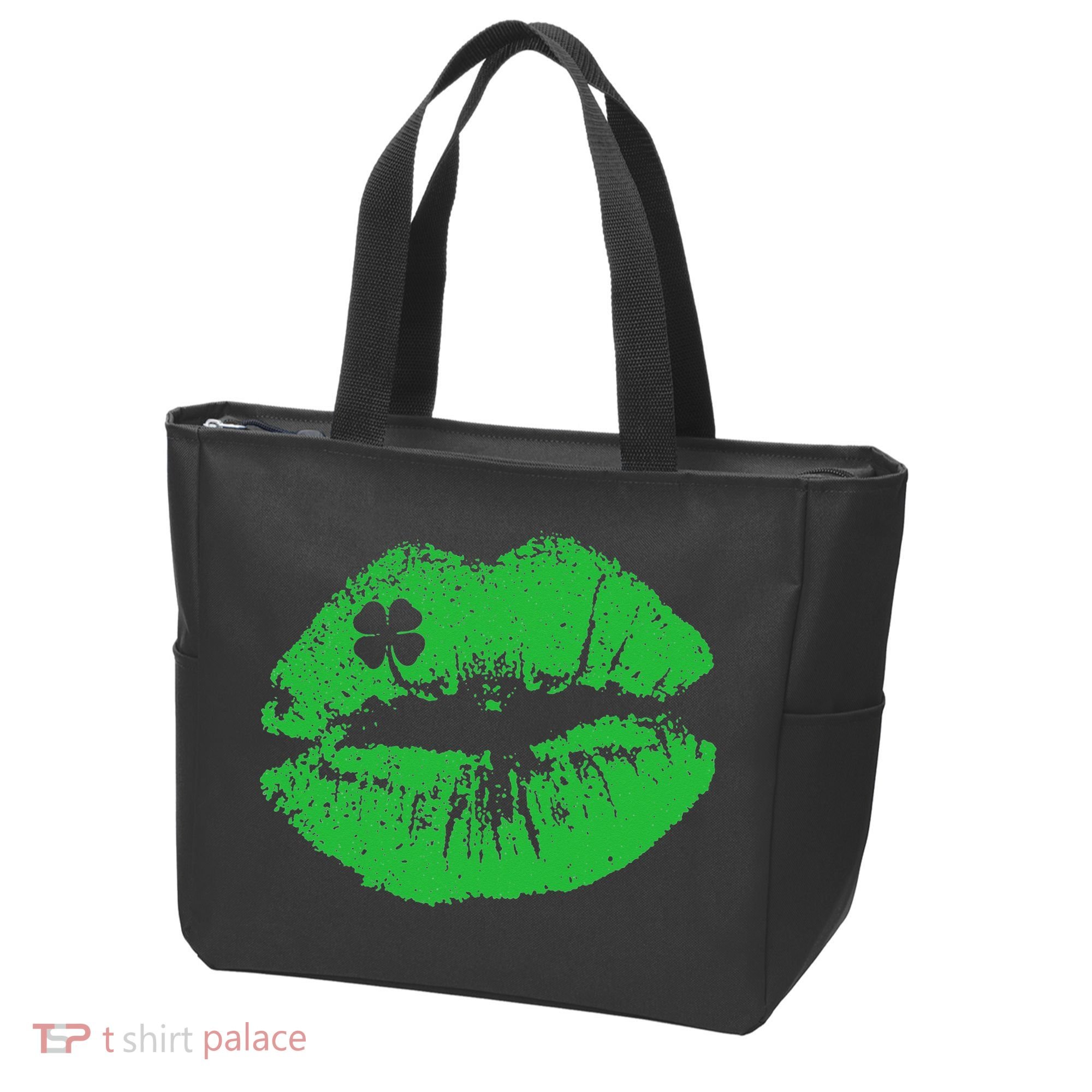 St Patricks Day Funny Kissin Lips Kissing Irish Clover Tote Bag