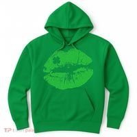 St Patricks Day Funny Kissin Lips Kissing Irish Clover Hoodie thumb 0