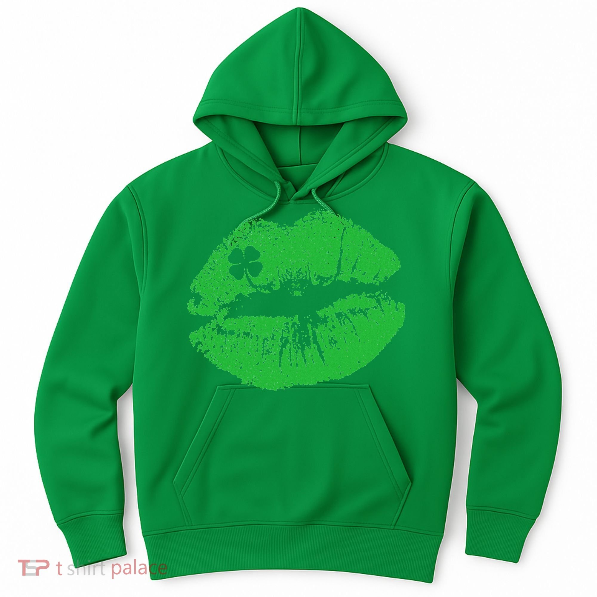 St Patricks Day Funny Kissin Lips Kissing Irish Clover Hoodie