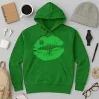 St Patricks Day Funny Kissin Lips Kissing Irish Clover Hoodie thumb 3
