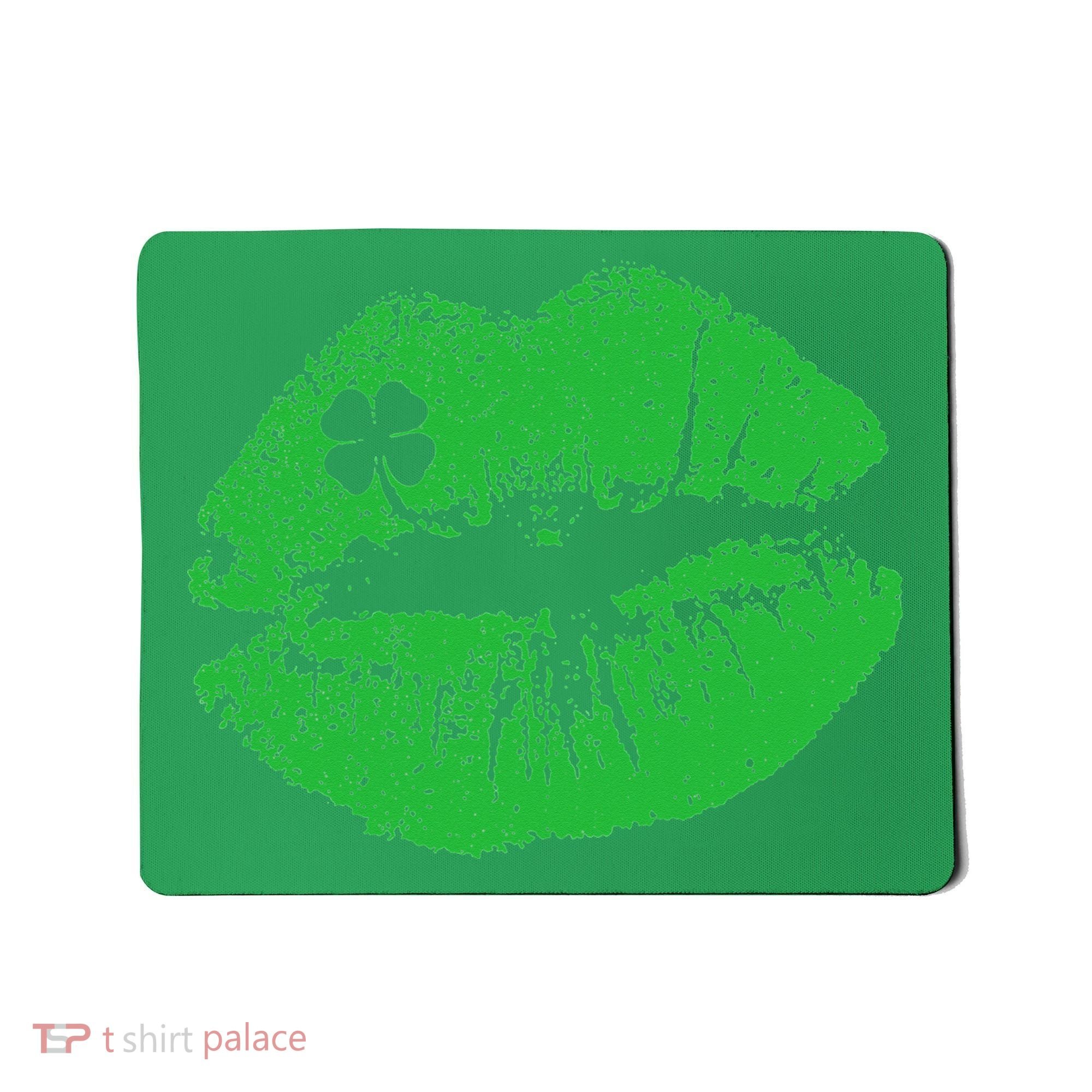 St Patricks Day Funny Kissin Lips Kissing Irish Clover Mousepad