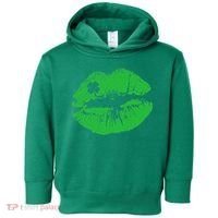 St Patricks Day Funny Kissin Lips Kissing Irish Clover Toddler Hoodie thumb 0