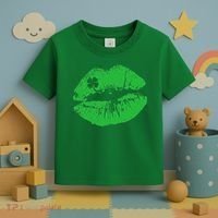 St Patricks Day Funny Kissin Lips Kissing Irish Clover Toddler T-Shirt thumb 3