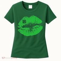 St Patricks Day Funny Kissin Lips Kissing Irish Clover Women's T-Shirt thumb 0