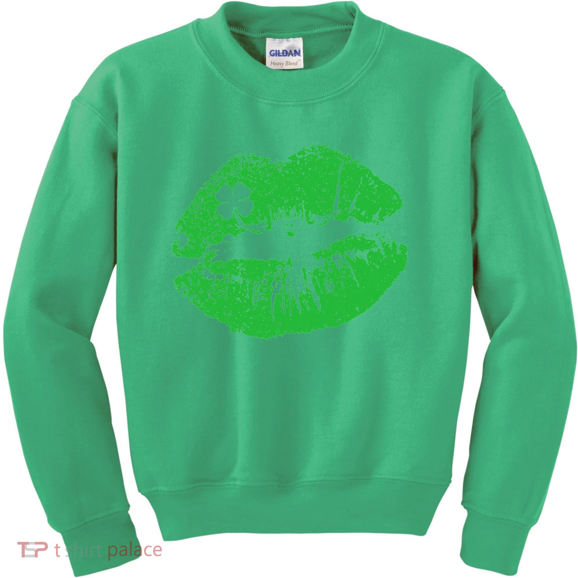 St Patricks Day Funny Kissin Lips Kissing Irish Clover Kids Sweatshirt