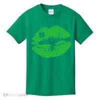 St Patricks Day Funny Kissin Lips Kissing Irish Clover Kids T-Shirt thumb 0