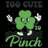 St Patricks Day Too Cute To Pinch Retro Cartoon Shamrock Clover Coffee Mug thumb 5