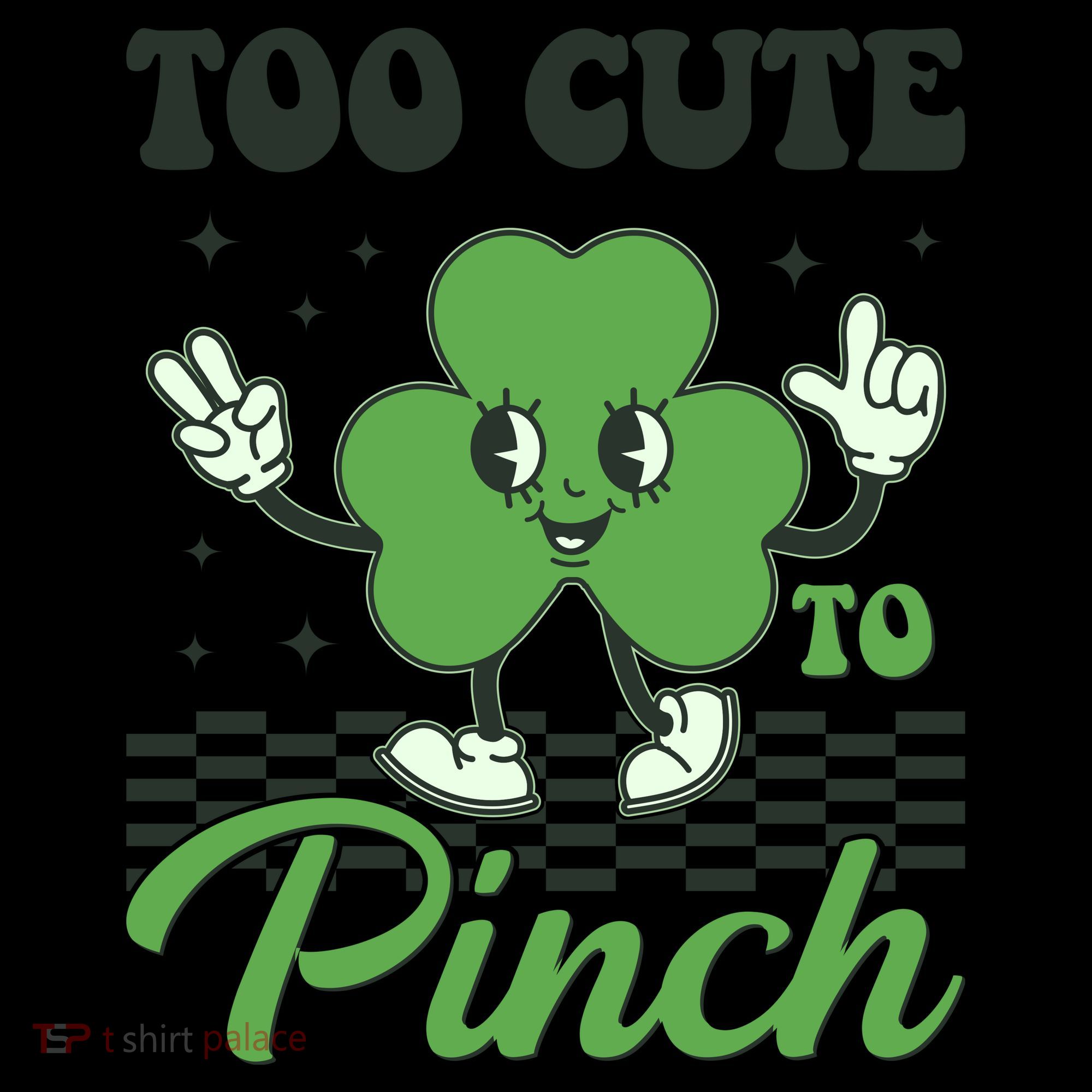 St Patricks Day Too Cute To Pinch Retro Cartoon Shamrock Clover Coffee Mug