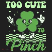 St Patricks Day Too Cute To Pinch Retro Cartoon Shamrock Clover Beanie thumb 2