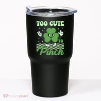 St Patricks Day Too Cute To Pinch Retro Cartoon Shamrock Clover Tumbler thumb 0