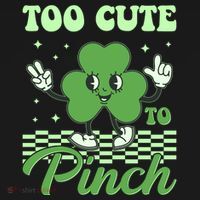 St Patricks Day Too Cute To Pinch Retro Cartoon Shamrock Clover Women's Tank Top thumb 5