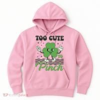 St Patricks Day Too Cute To Pinch Retro Cartoon Shamrock Clover Hoodie thumb 0