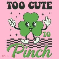 St Patricks Day Too Cute To Pinch Retro Cartoon Shamrock Clover Coaster thumb 2
