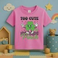 St Patricks Day Too Cute To Pinch Retro Cartoon Shamrock Clover Toddler T-Shirt thumb 3