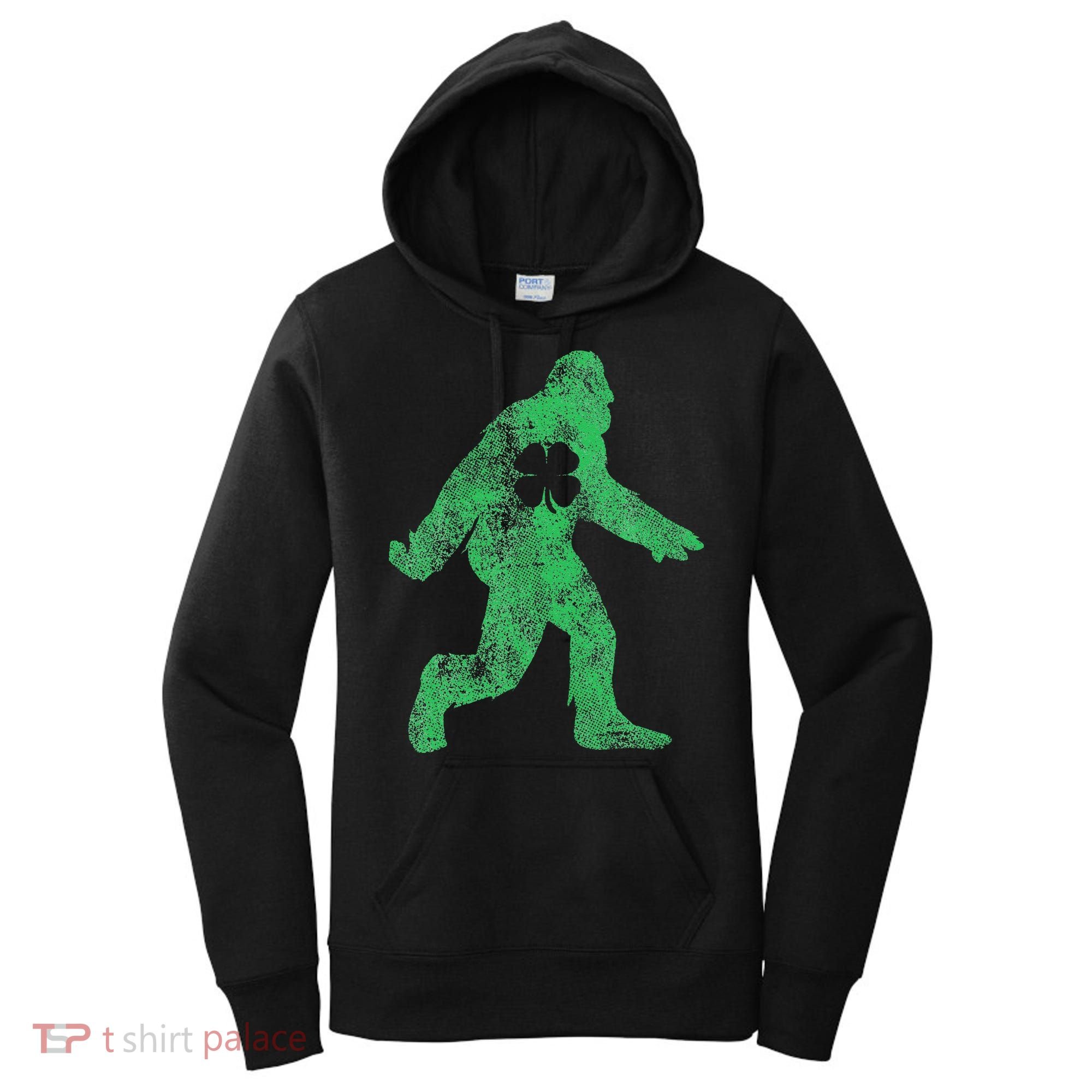 St Patricks Day Bigfoot Irish Sasqautch Saint Paddy's Gift Women's Hoodie