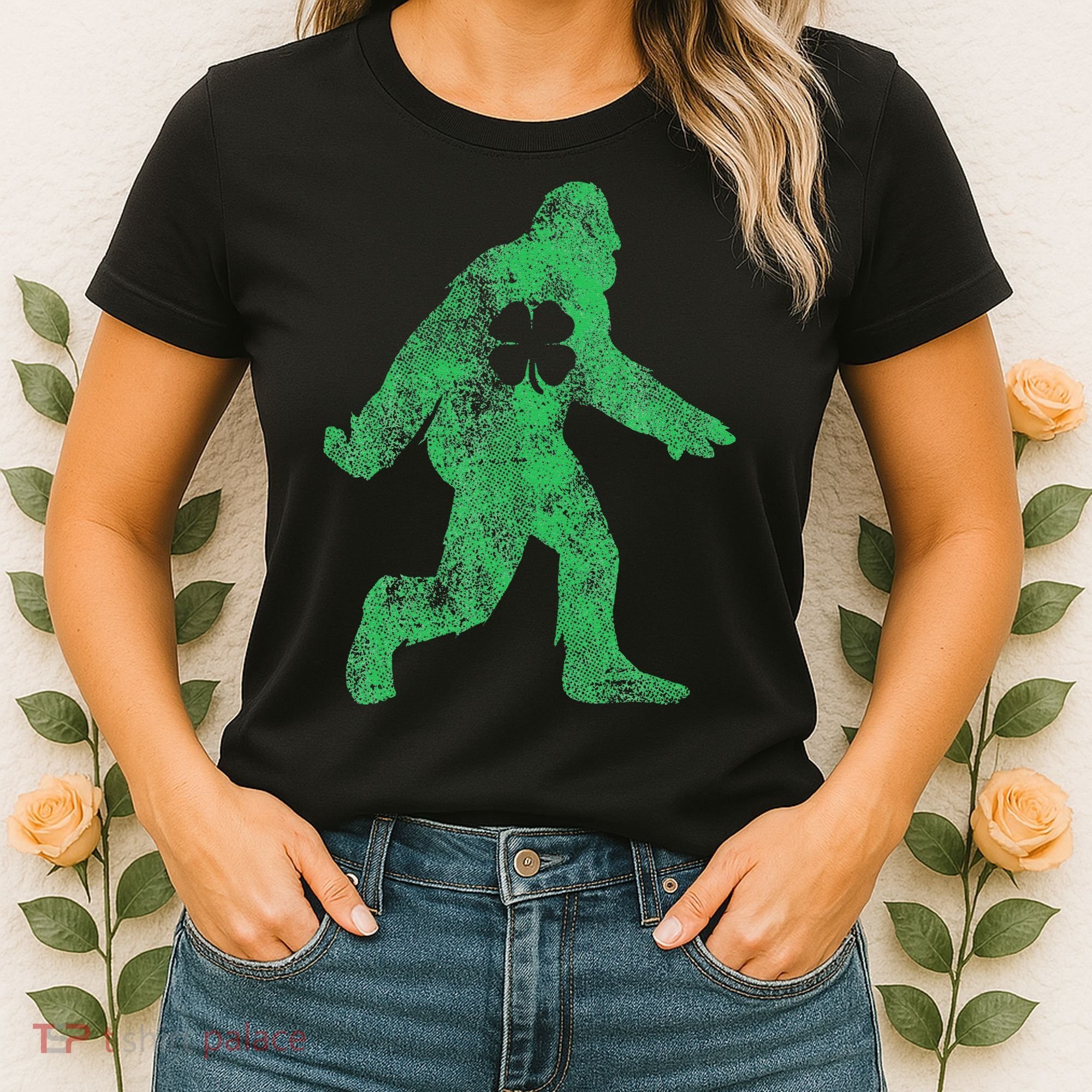 St Patricks Day Bigfoot Irish Sasqautch Saint Paddy's Gift Women's T-Shirt
