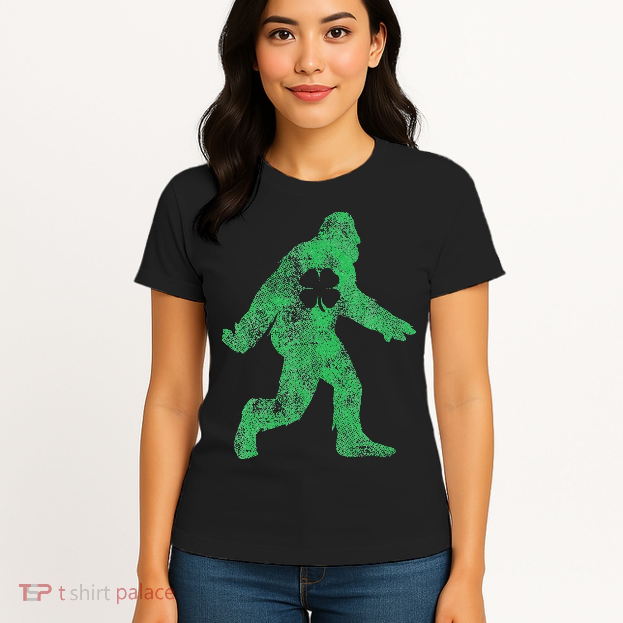 St Patricks Day Bigfoot Irish Sasqautch Saint Paddy's Gift Women's T-Shirt