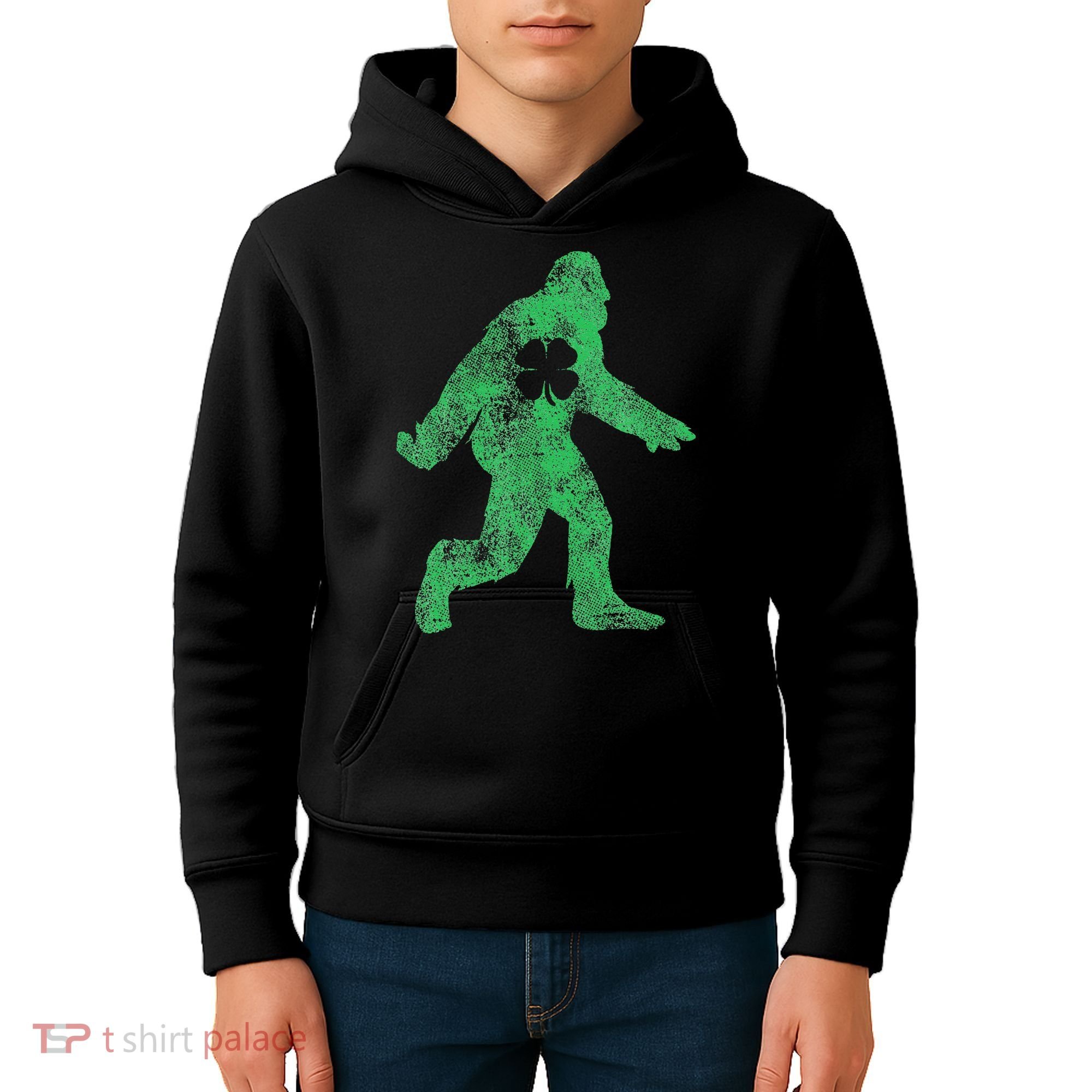 St Patricks Day Bigfoot Irish Sasqautch Saint Paddy's Gift Kids Hoodie