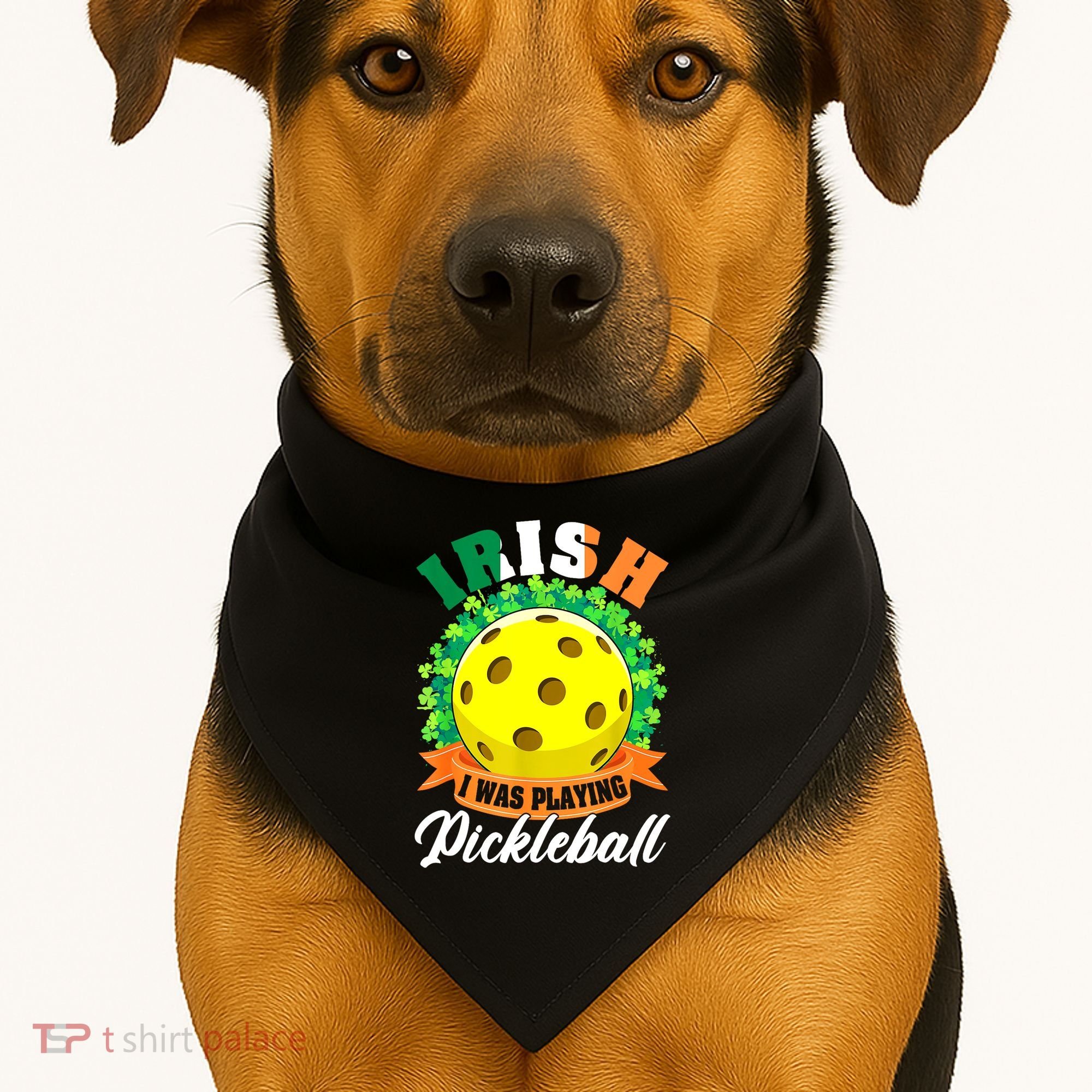St Patricks Day Irish I Was Playing Pickleball Ball Shamrock Gift USA-Made Doggie Bandana