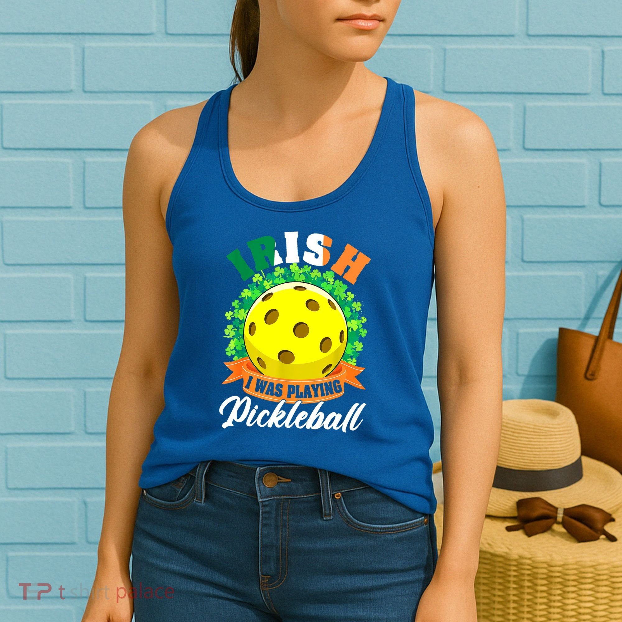 St Patricks Day Irish I Was Playing Pickleball Ball Shamrock Gift Women's Tank Top