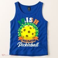 St Patricks Day Irish I Was Playing Pickleball Ball Shamrock Gift Tank Top thumb 2