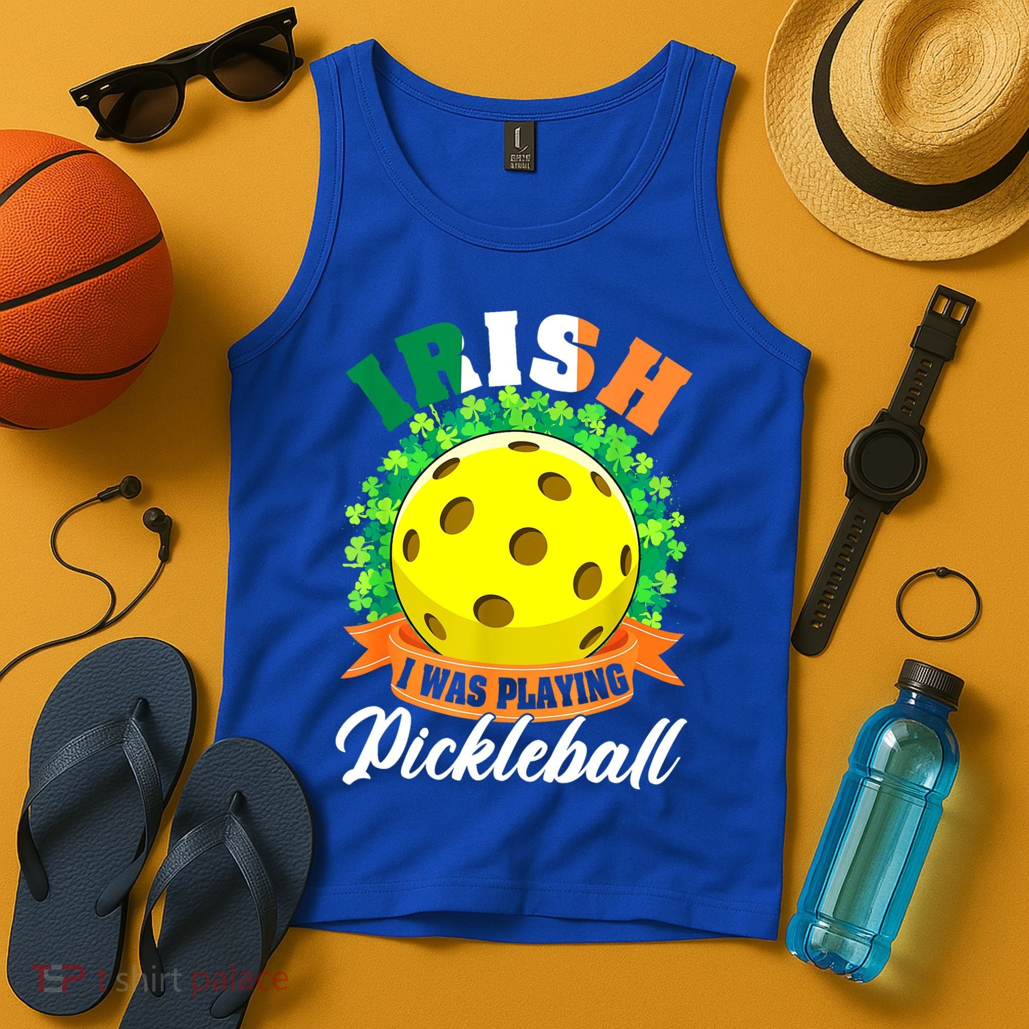 St Patricks Day Irish I Was Playing Pickleball Ball Shamrock Gift Tank Top