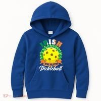 St Patricks Day Irish I Was Playing Pickleball Ball Shamrock Gift Kids Hoodie thumb 0
