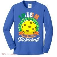 St Patricks Day Irish I Was Playing Pickleball Ball Shamrock Gift Kids Long Sleeve Shirt thumb 0
