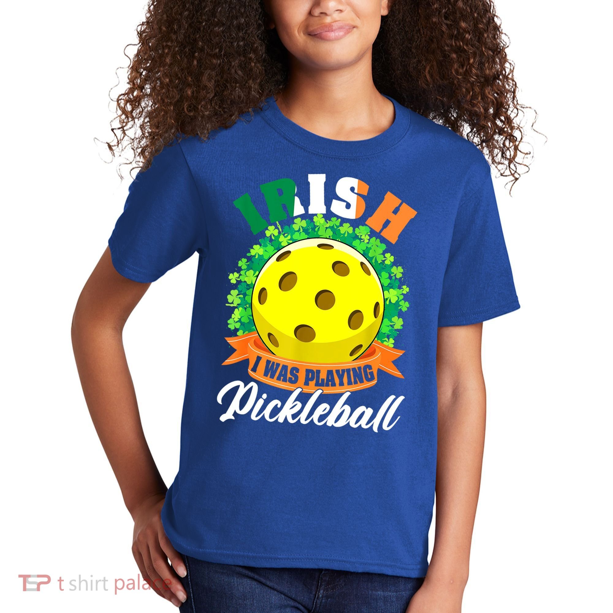 St Patricks Day Irish I Was Playing Pickleball Ball Shamrock Gift Kids T-Shirt