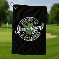 St Patricks Day, Funny St Patricks Day, St Patricks Day Shenanigans Golf Towel thumb 1