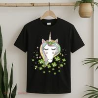 St Patricks Day Shamrock Unicorn Girls Irish Cool Green Kids T-Shirt thumb 2