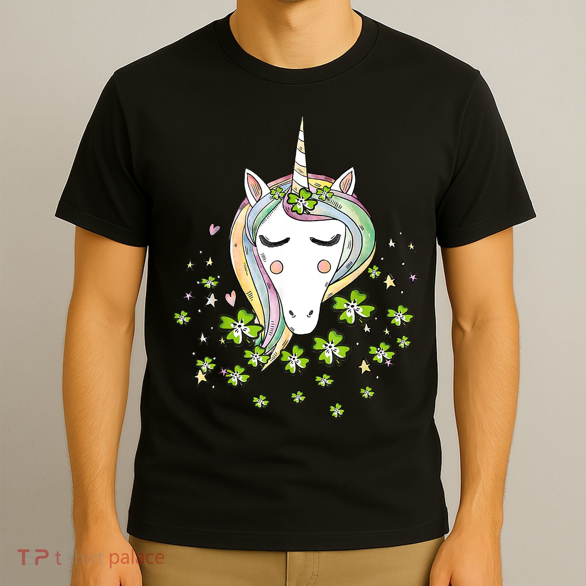 St Patricks Day Shamrock Unicorn Girls Irish Cool Green Kids T-Shirt