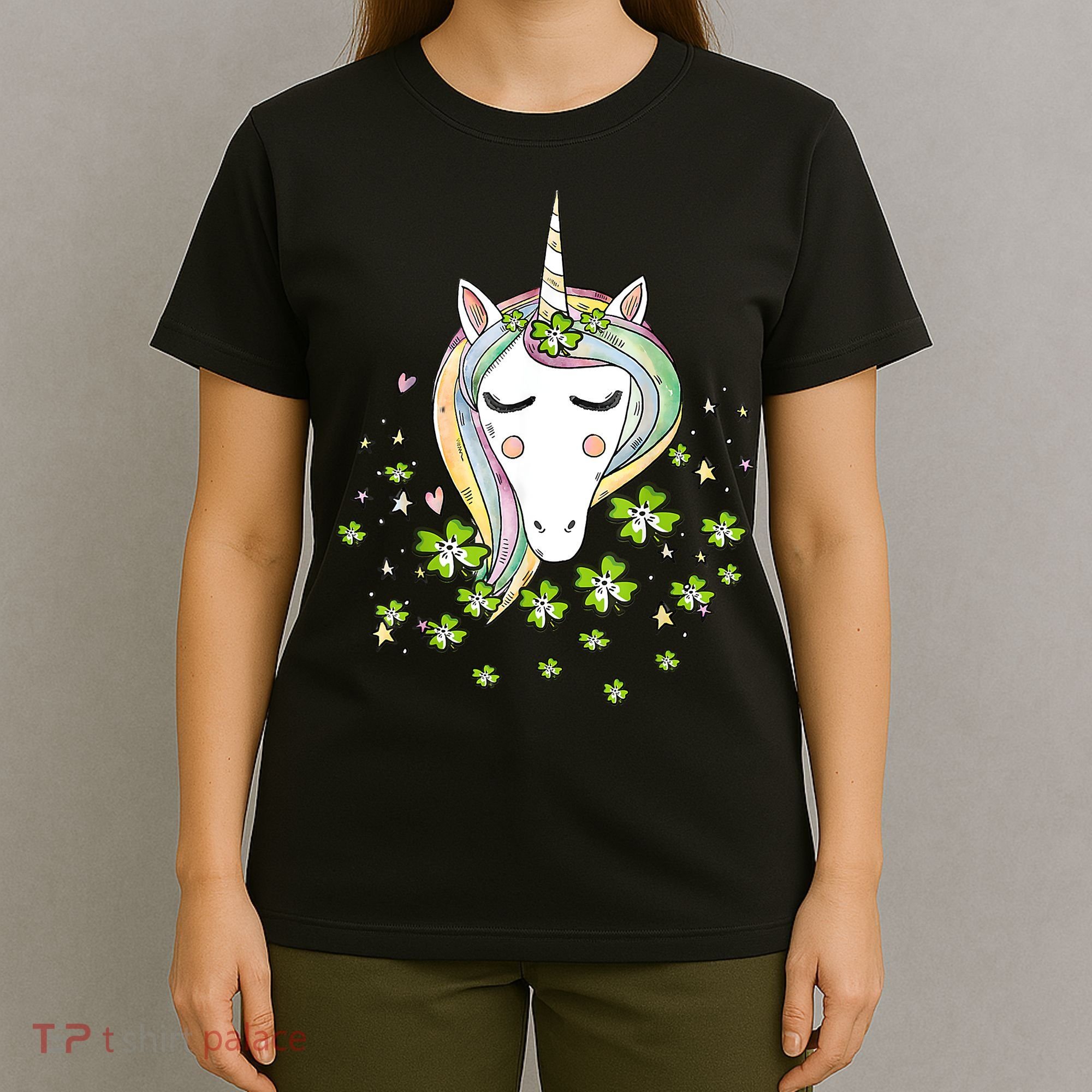 St Patricks Day Shamrock Unicorn Girls Irish Cool Green Kids T-Shirt