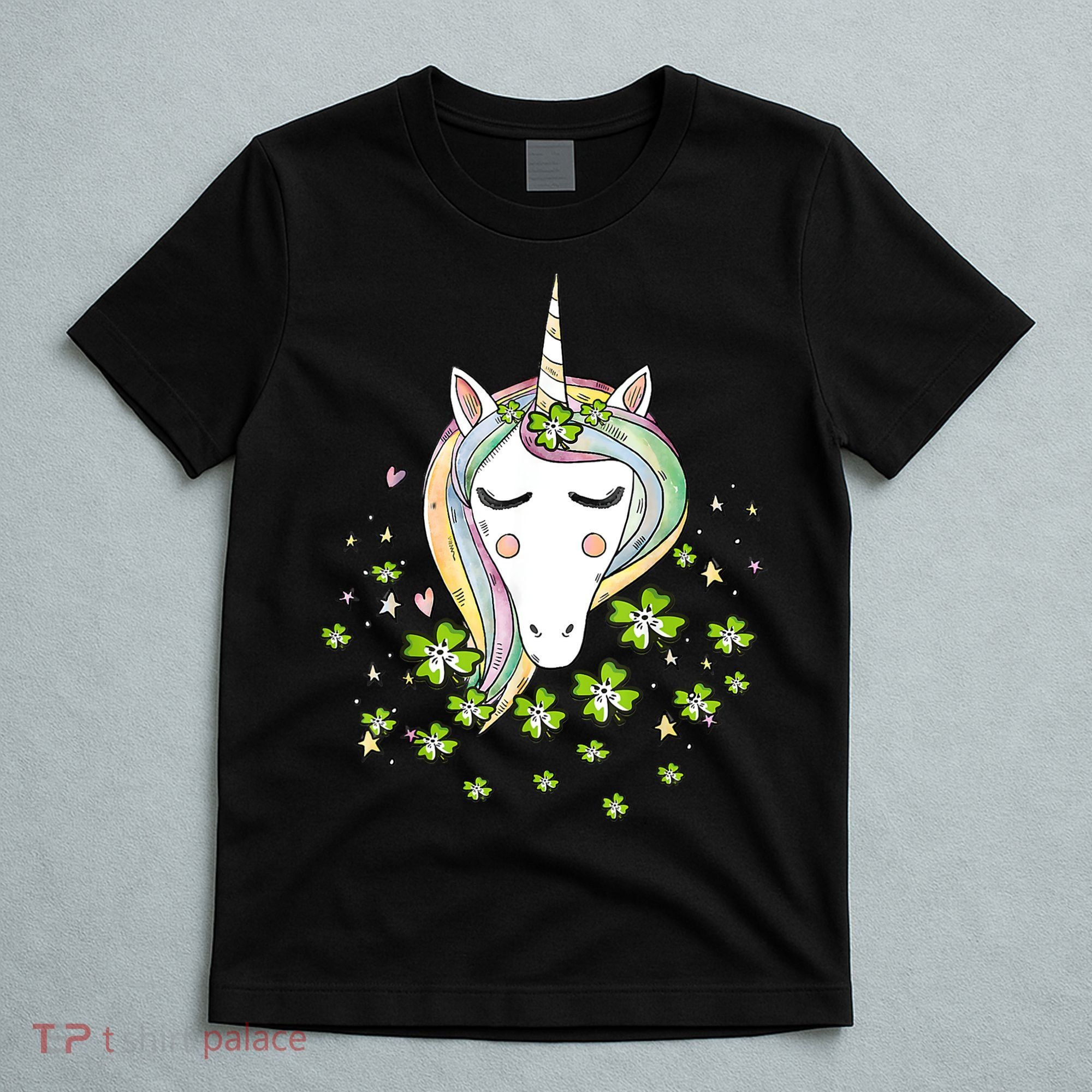 St Patricks Day Shamrock Unicorn Girls Irish Cool Green Kids T-Shirt