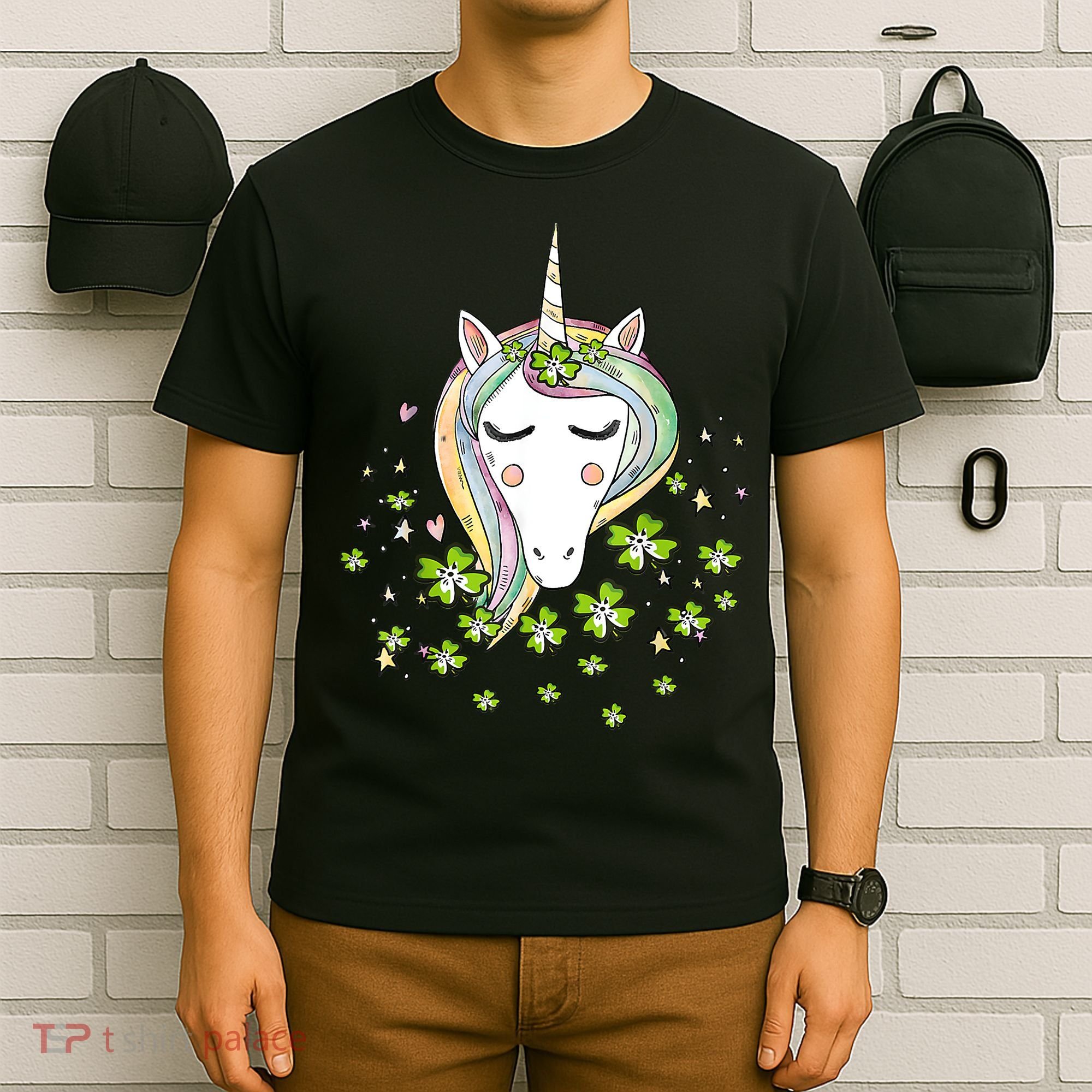 St Patricks Day Shamrock Unicorn Girls Irish Cool Green Kids T-Shirt