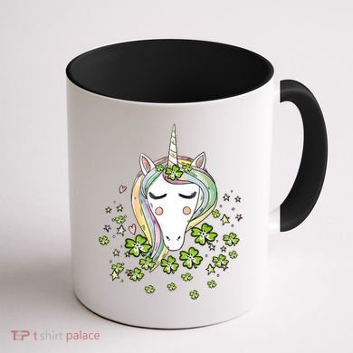 St Patricks Day Shamrock Unicorn Girls Irish Cool Green Kids Coffee Mug back