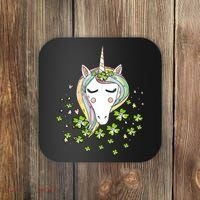 St Patricks Day Shamrock Unicorn Girls Irish Cool Green Kids Coaster thumb 0