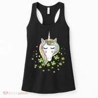 St Patricks Day Shamrock Unicorn Girls Irish Cool Green Kids Women's Tank Top thumb 0