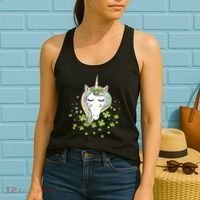 St Patricks Day Shamrock Unicorn Girls Irish Cool Green Kids Women's Tank Top thumb 2