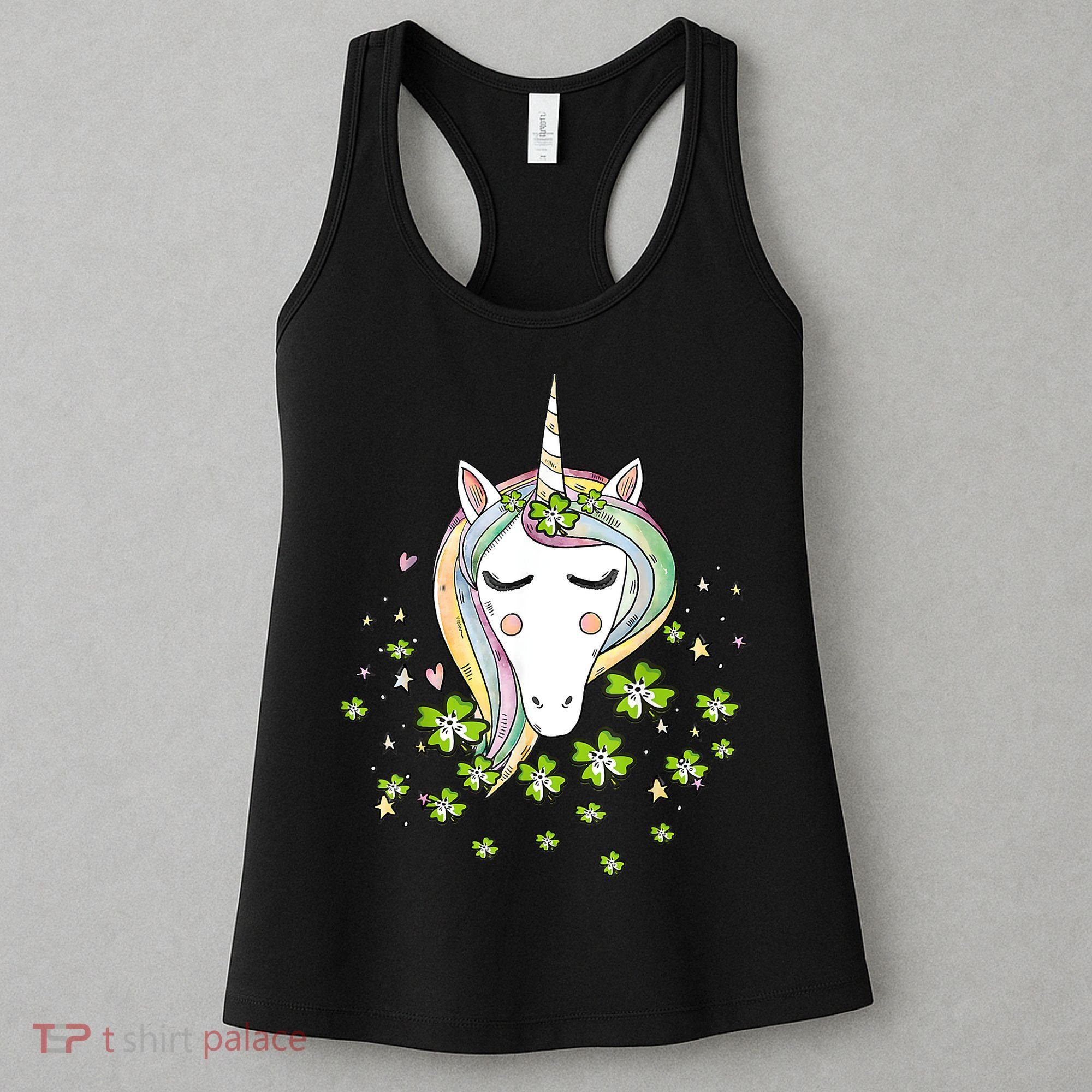 St Patricks Day Shamrock Unicorn Girls Irish Cool Green Kids Women's Tank Top