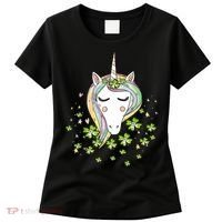 St Patricks Day Shamrock Unicorn Girls Irish Cool Green Kids Women's T-Shirt thumb 0