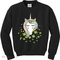 St Patricks Day Shamrock Unicorn Girls Irish Cool Green Kids Kids Sweatshirt thumb 0