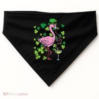 St Patricks Day Irish Flamingo Saint Pattys Paddys USA-Made Doggie Bandana thumb 0