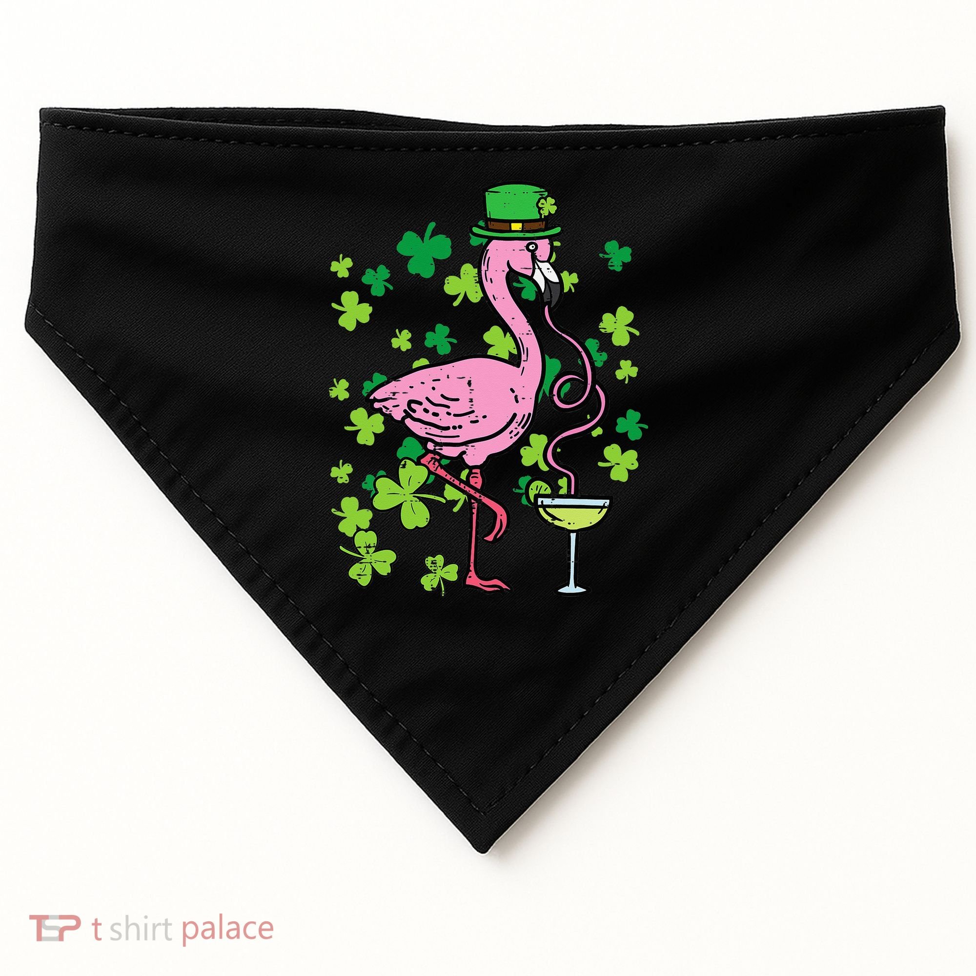 St Patricks Day Irish Flamingo Saint Pattys Paddys USA-Made Doggie Bandana