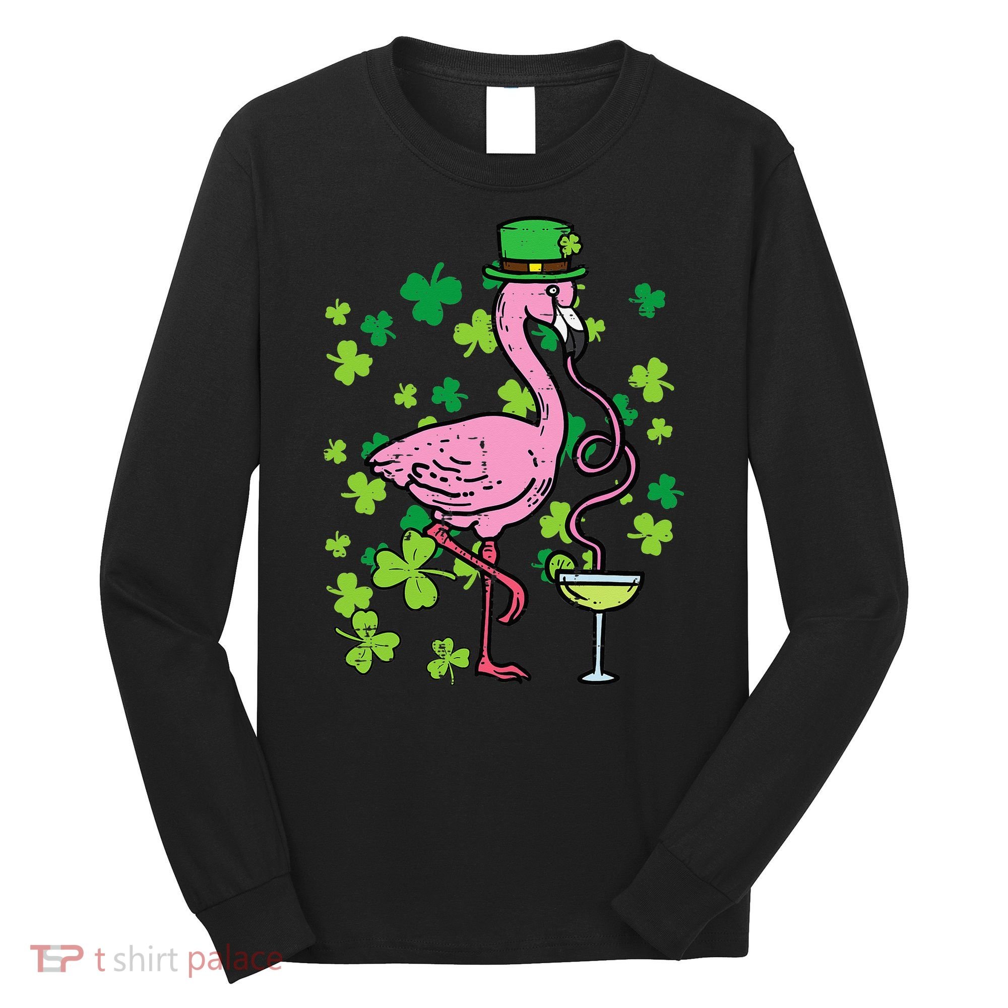 St Patricks Day Irish Flamingo Saint Pattys Paddys Long Sleeve Shirt