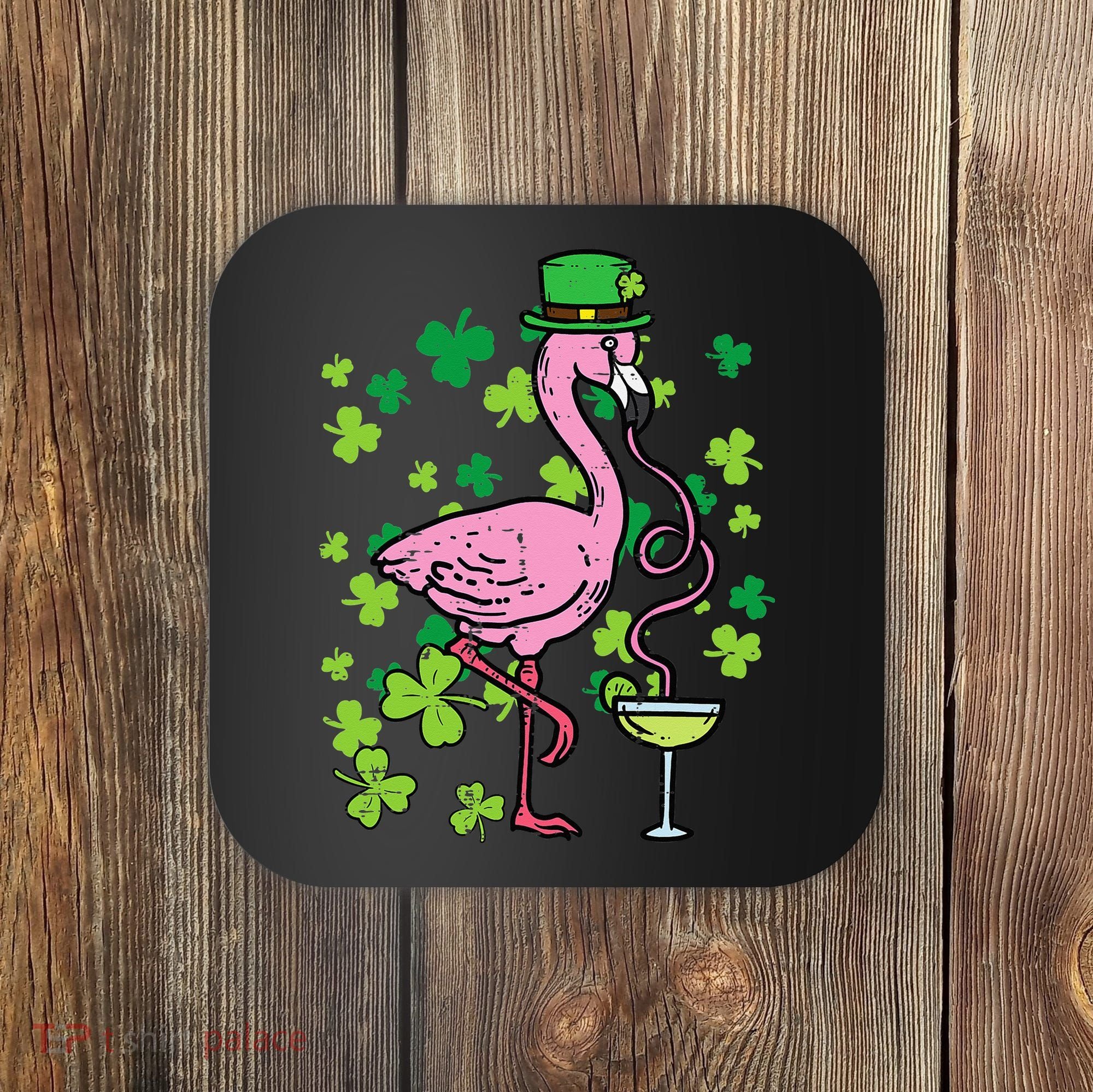 St Patricks Day Irish Flamingo Saint Pattys Paddys Coaster