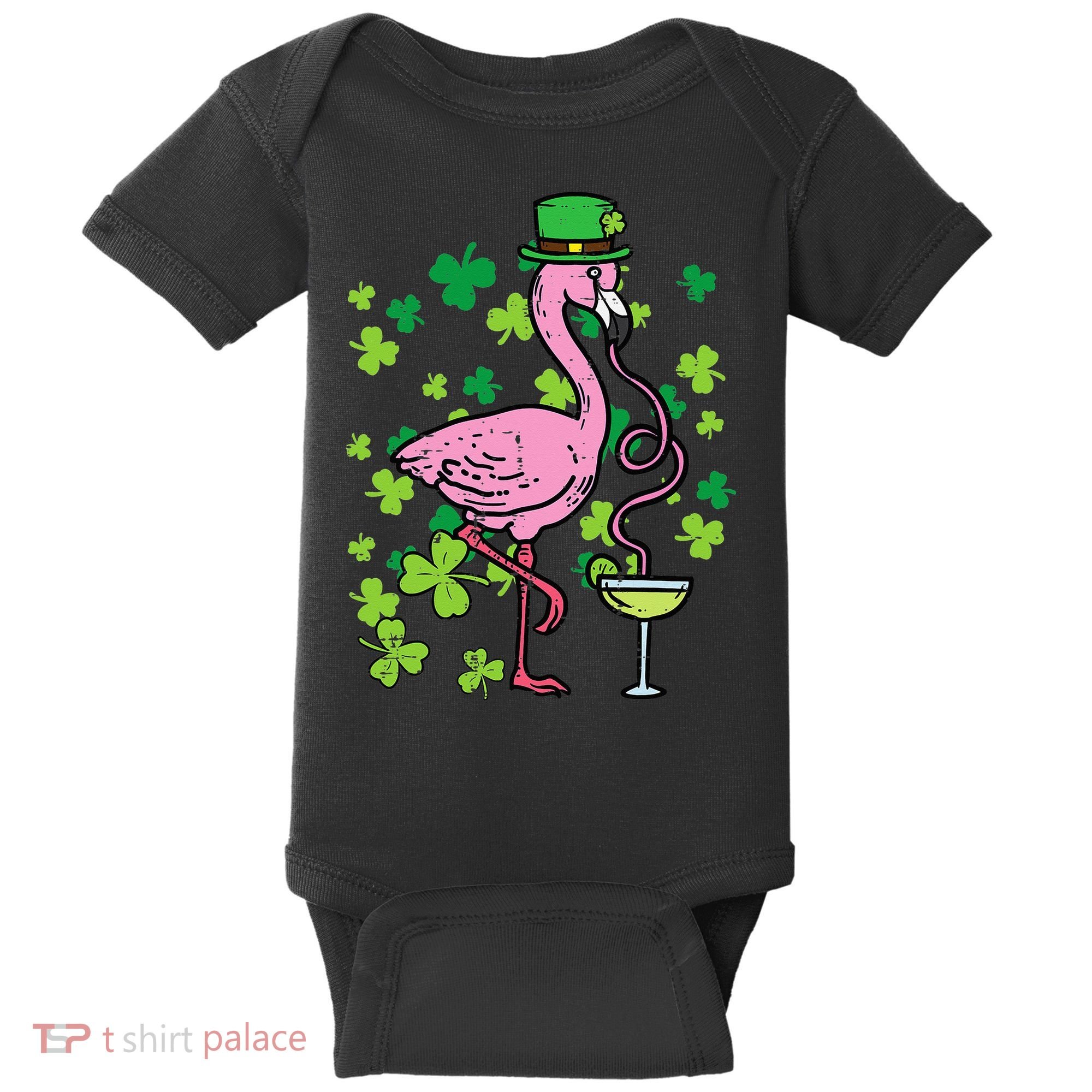 St Patricks Day Irish Flamingo Saint Pattys Paddys Baby Bodysuit